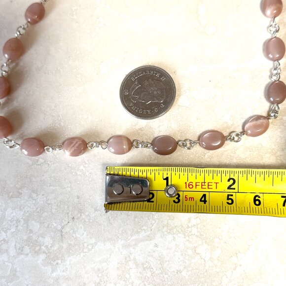 Peach Moonstone Necklace, Genuine Gemstone Adjustable Layering Choker - Picture 12 of 14